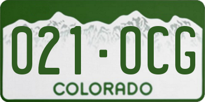 CO license plate 021OCG