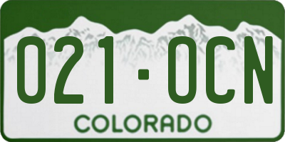 CO license plate 021OCN