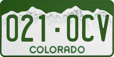 CO license plate 021OCV