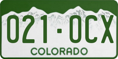 CO license plate 021OCX