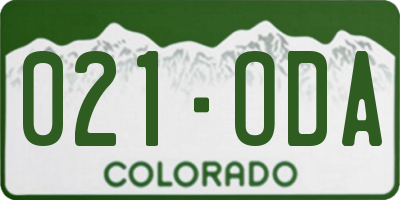 CO license plate 021ODA