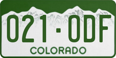 CO license plate 021ODF