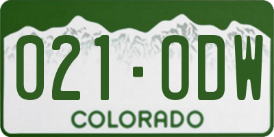 CO license plate 021ODW