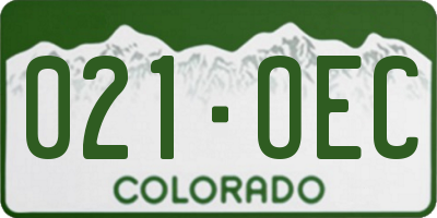 CO license plate 021OEC