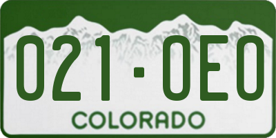 CO license plate 021OEO