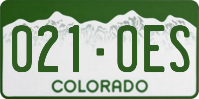 CO license plate 021OES