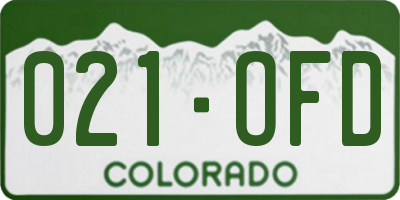 CO license plate 021OFD