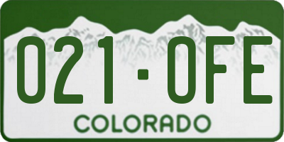 CO license plate 021OFE