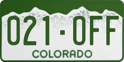 CO license plate 021OFF