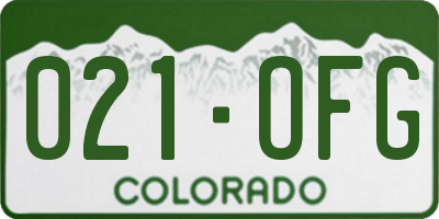 CO license plate 021OFG