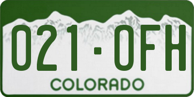 CO license plate 021OFH
