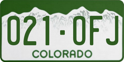 CO license plate 021OFJ
