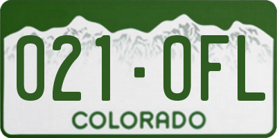 CO license plate 021OFL