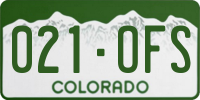 CO license plate 021OFS