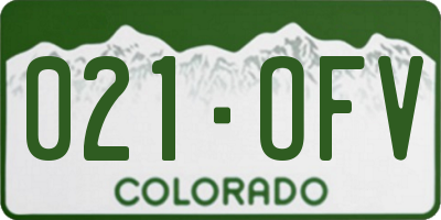 CO license plate 021OFV