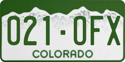 CO license plate 021OFX