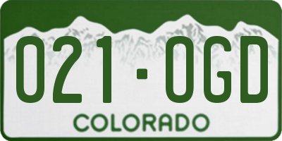 CO license plate 021OGD