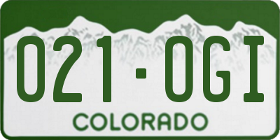 CO license plate 021OGI