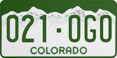 CO license plate 021OGO