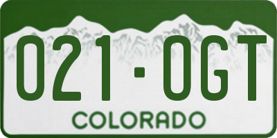 CO license plate 021OGT