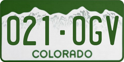 CO license plate 021OGV