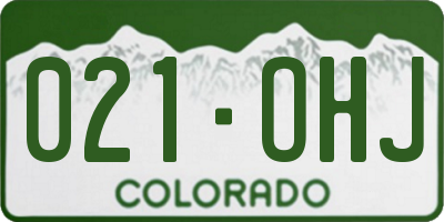 CO license plate 021OHJ