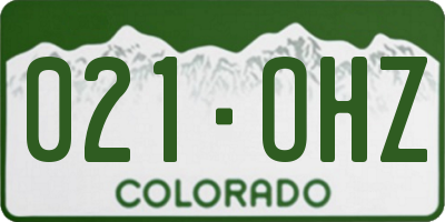 CO license plate 021OHZ