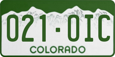 CO license plate 021OIC