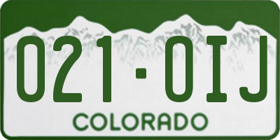 CO license plate 021OIJ