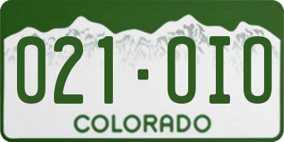 CO license plate 021OIO