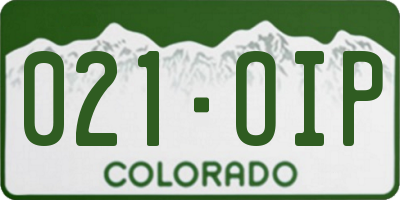 CO license plate 021OIP