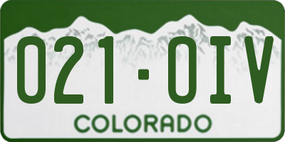 CO license plate 021OIV