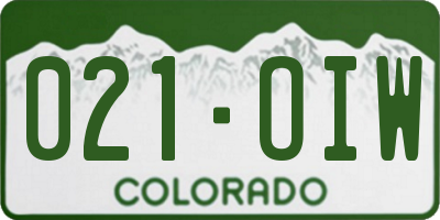 CO license plate 021OIW