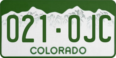 CO license plate 021OJC