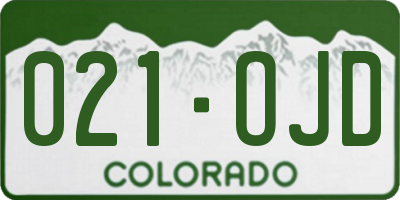 CO license plate 021OJD