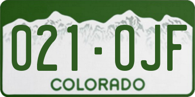CO license plate 021OJF
