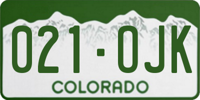 CO license plate 021OJK