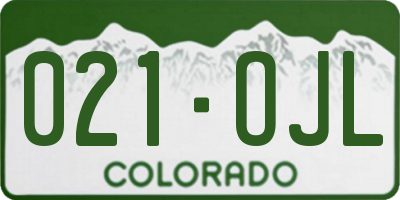 CO license plate 021OJL