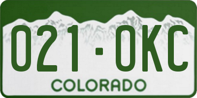 CO license plate 021OKC