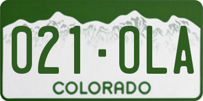 CO license plate 021OLA