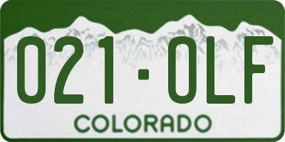 CO license plate 021OLF