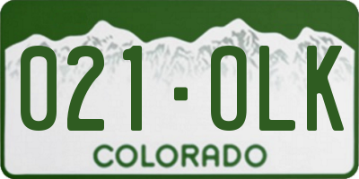 CO license plate 021OLK