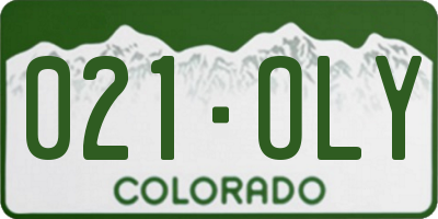 CO license plate 021OLY