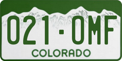 CO license plate 021OMF