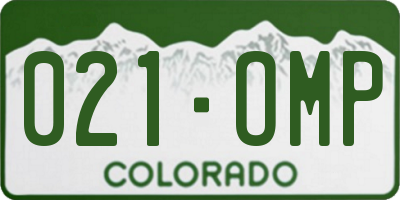 CO license plate 021OMP