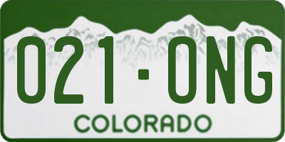 CO license plate 021ONG
