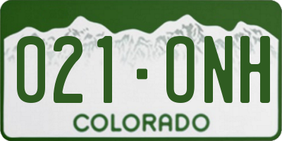 CO license plate 021ONH