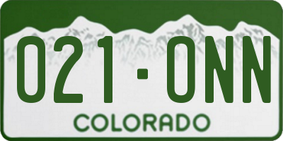CO license plate 021ONN