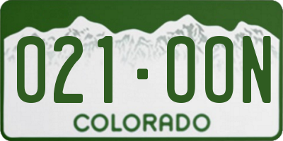 CO license plate 021OON