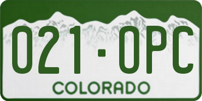 CO license plate 021OPC